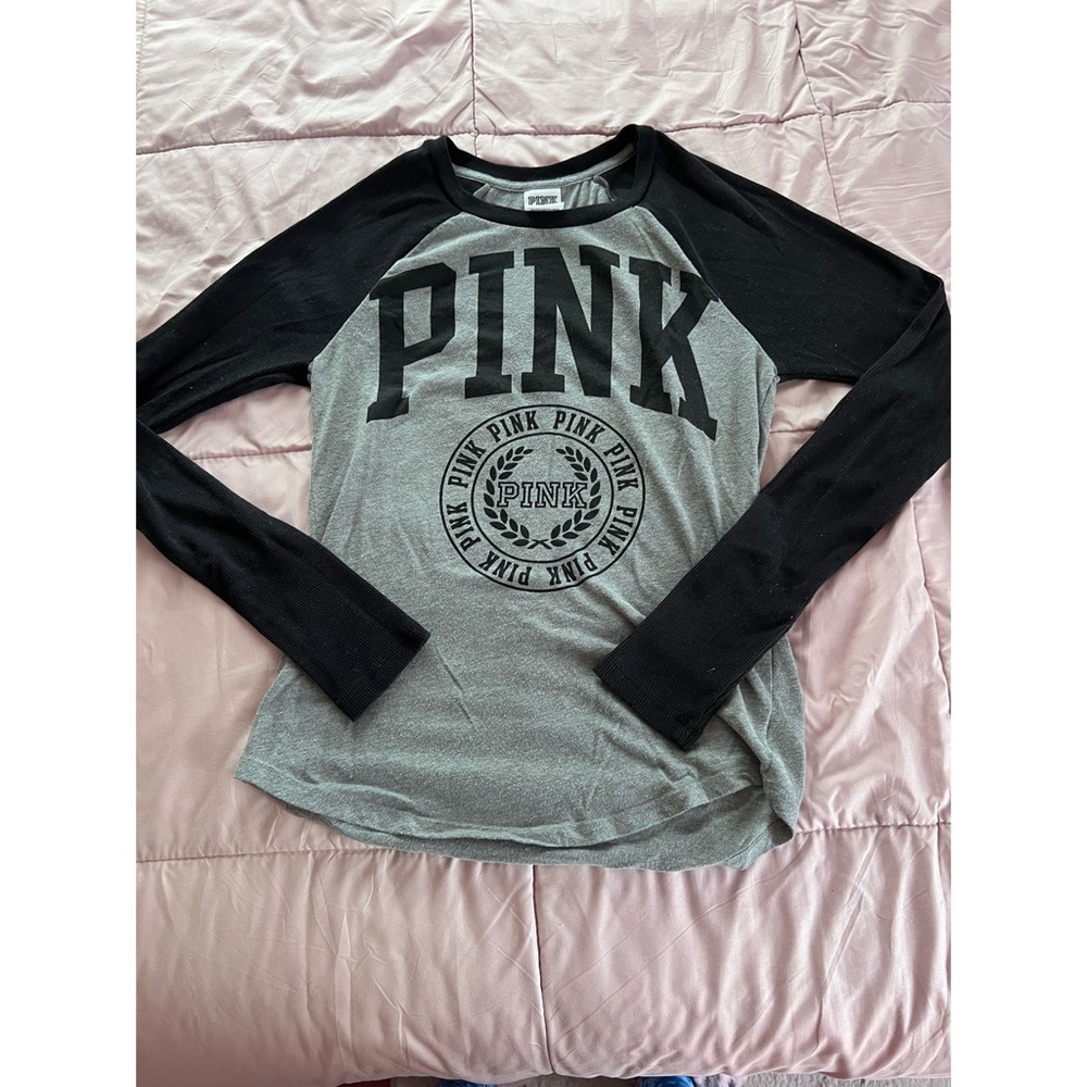 VS Pink Baseball Long Sleeve Tee